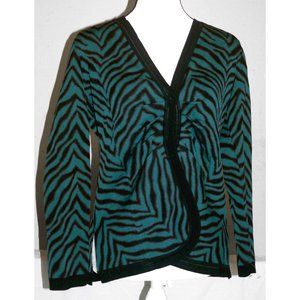 Exclusively Misook Blue Tiger Stripe Cardigan NWOT
